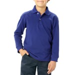 Blue Generation BG5207 Youth Pocketless Long Sleeve Pique Polo Shirt