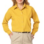 Blue Generation BG6216 Womens Easy Care Long Sleeve Poplin Button Front Shirt