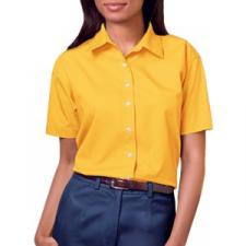 Blue Generation BG6216S Womens Easy Care Short Sleeve Poplin Button Front Shirt
