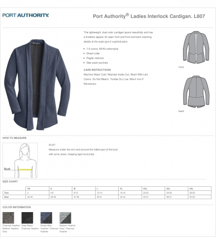 Port Authority L807 Ladies Interlock Cardigan As Seen In...